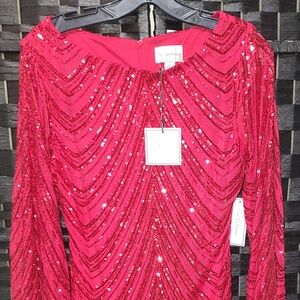 Premier Amour Elegant Red Sequin Dress size 12 NWT